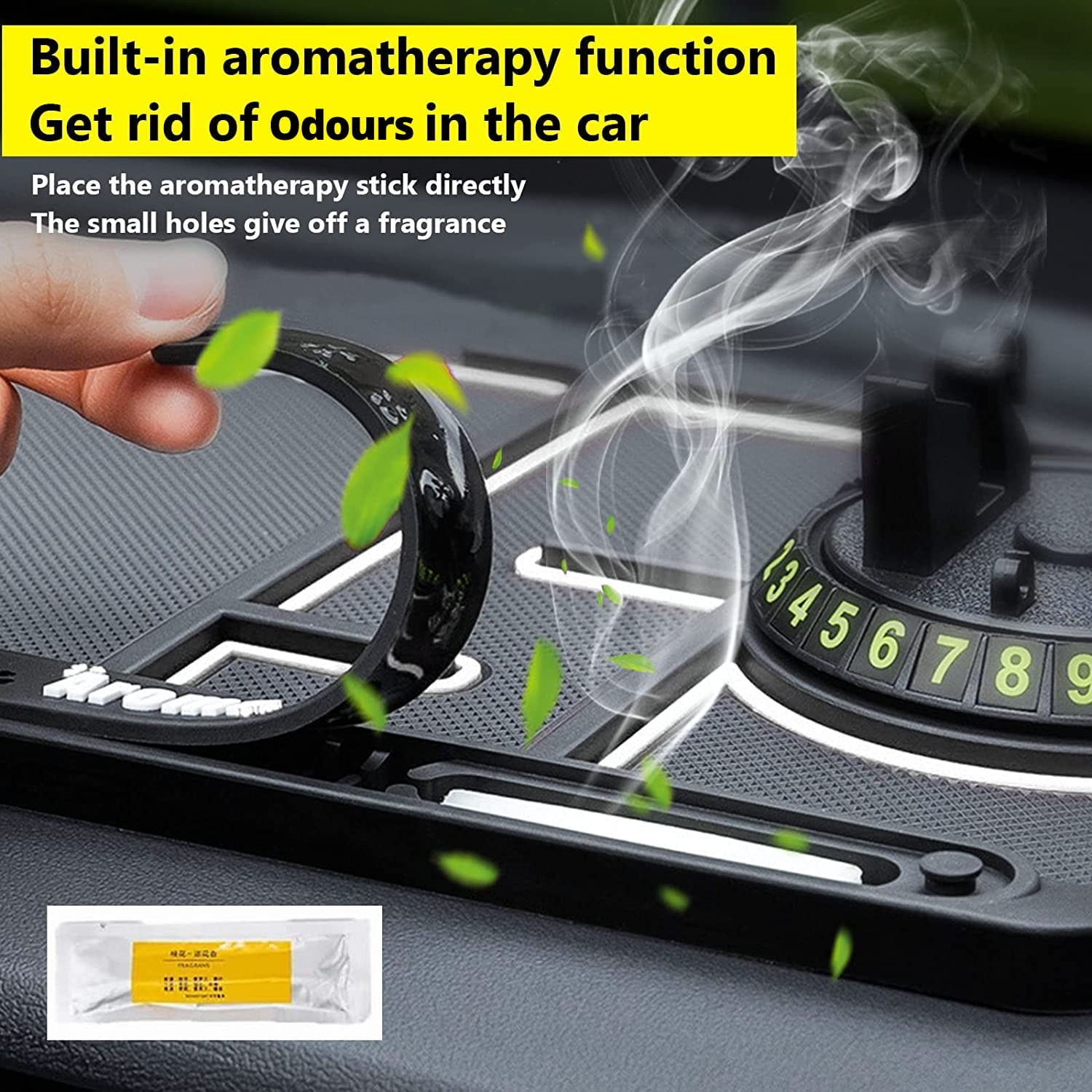 SkyShopy Car Non Slip Dashboard Mat 4-in-1 Multifunctional 360°Rotating Phone Holder Phone Pad with Temporary Car Parking Number & 2 Perfume Aromatherapy Anti-Shake Pad Universal Phone Holder (Red) SkyShopy Car Non Slip Dashboard Mat 4-in-1 Multifunctional 360°Rotating Phone Holder Phone Pad with Temporary Car Parking Number & 2 Perfume Aromatherapy Anti-Shake Pad Universal Phone Holder (Red)